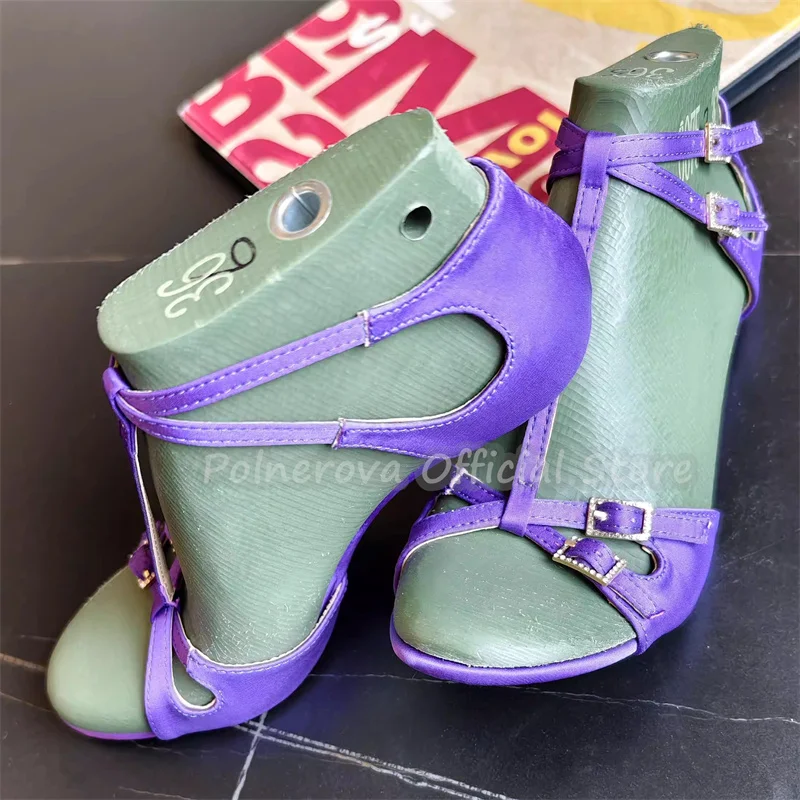 Purple Narrow Band Rhinestone Buckle Decor Women Sandals Retro Silk Cross Strap High Heel Shoes Summer Lady Party Dress Pumps
Purple Narrow Band Rhinestone Buckle Decor Women Sandals Retro Silk Cross Strap High Heel Shoes Summer Lady Party Dress Pumps
