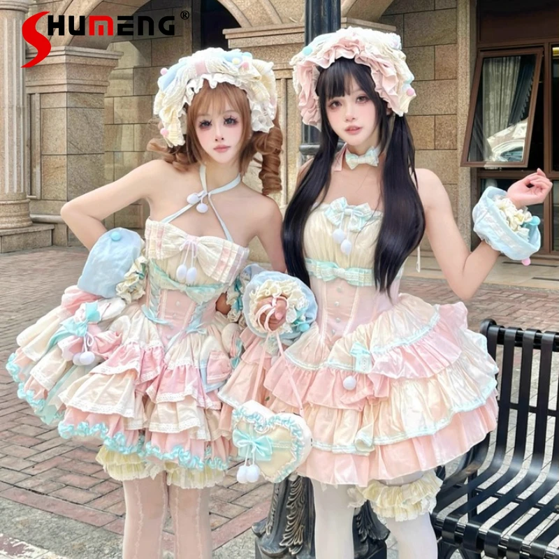 Sweet Princess Style Pink Lolita Dresses 2025 New Girl's Women High Waist Slim Cute Bow Tube Top Sleeveless Mini Birthday Dress
Sweet Princess Style Pink Lolita Dresses 2025 New Girl's Women High Waist Slim Cute Bow Tube Top Sleeveless Mini Birthday Dress