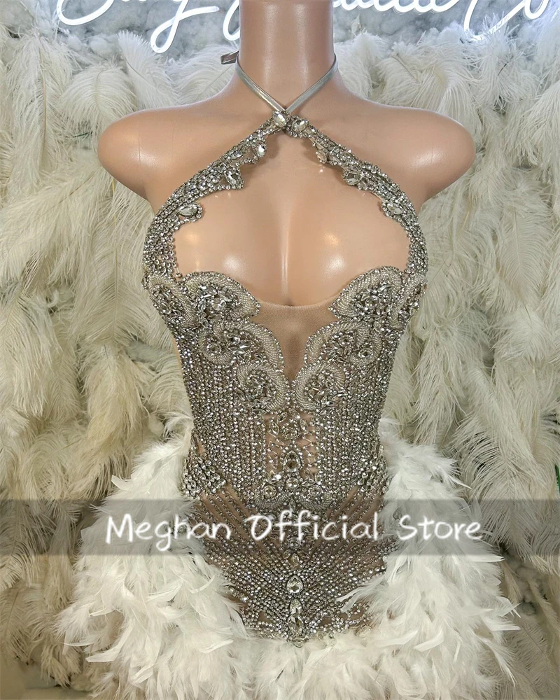White Halter Short Prom Dresses Black Girls Bead Crystal 2025 Birthday Luxury Dress Feather Mini Cocktail Homecoming Customized
White Halter Short Prom Dresses Black Girls Bead Crystal 2025 Birthday Luxury Dress Feather Mini Cocktail Homecoming Customized