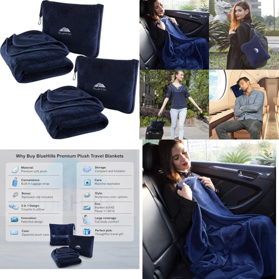 Premium Soft 2-Pack Travel Blanket Pillows Airplane Large Plane Flight Throw Blankets for Two in Bag Compact Traveling Essentia
Premium Soft 2-Pack Travel Blanket Pillows Airplane Large Plane Flight Throw Blankets for Two in Bag Compact Traveling Essentia