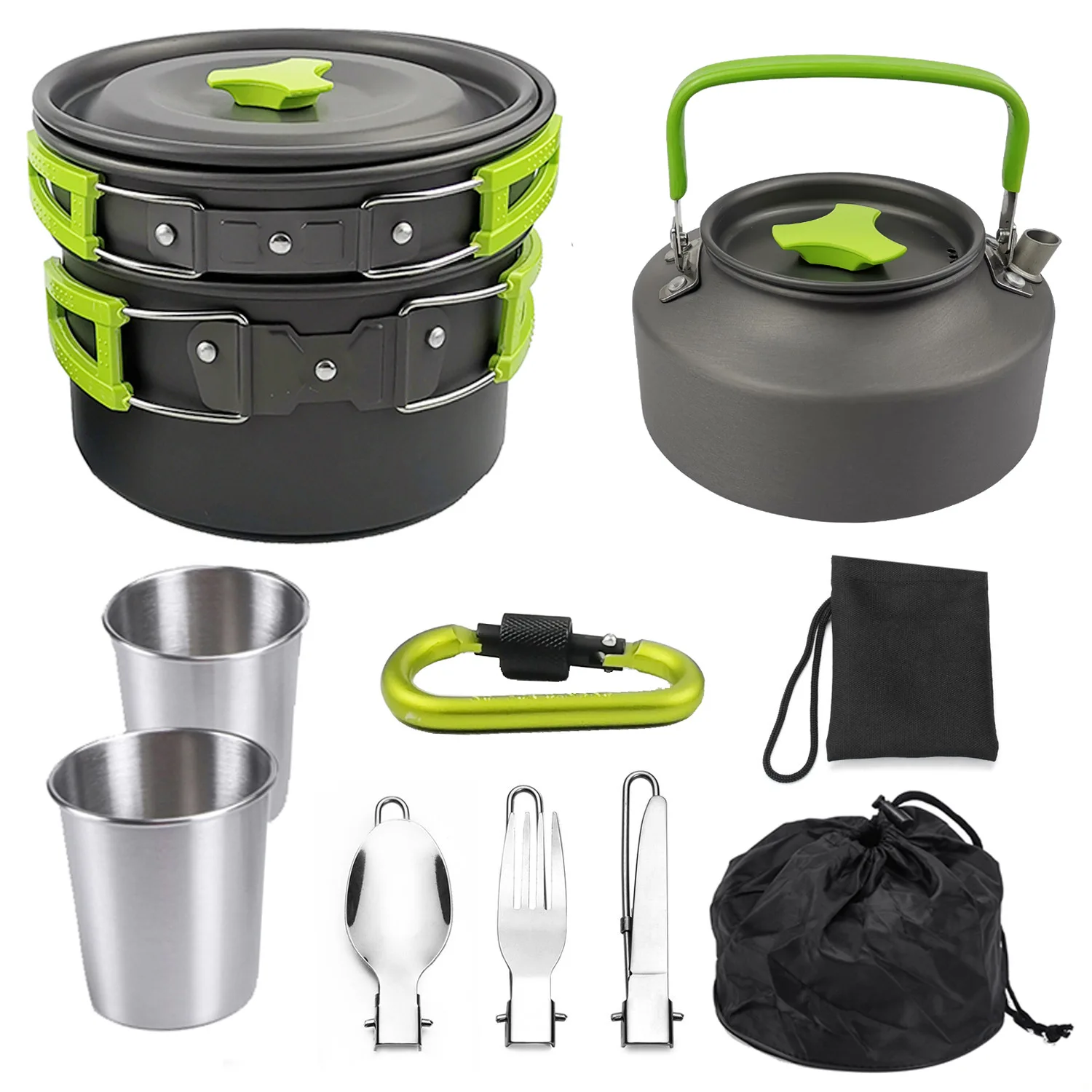 High-quality Camping Supplies for 2-3 Persons, Metal Aluminum Portable Outdoor Camping Kettle Pot Set TWO Sets
High-quality Camping Supplies for 2-3 Persons, Metal Aluminum Portable Outdoor Camping Kettle Pot Set TWO Sets