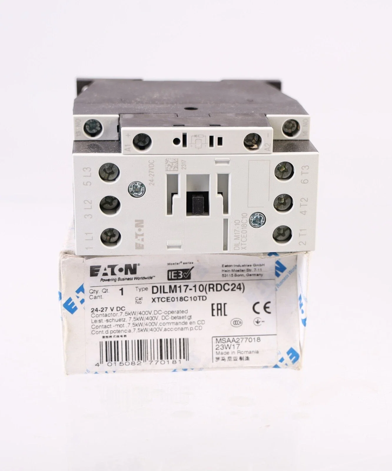 DILM17-10(RDC24) 277018 XTCE018C10TD contactor contactor
DILM17-10(RDC24) 277018 XTCE018C10TD contactor contactor
