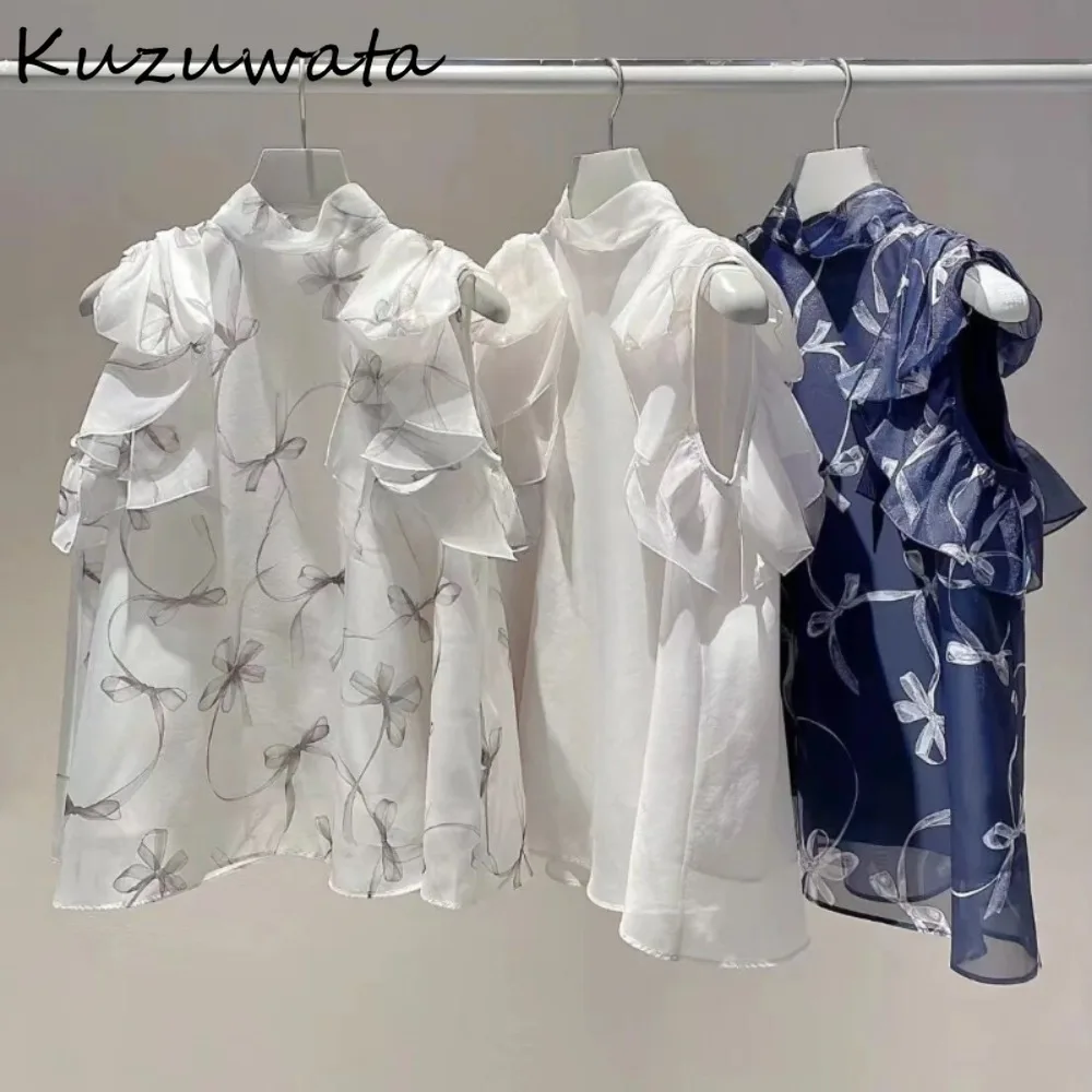 Kuzuwata Pullover Temperament Print Ruffles Shirt Preppy Style Fresh All-match Casual Blouses Japan Bow Lace Up Sweet Simple Top
Kuzuwata Pullover Temperament Print Ruffles Shirt Preppy Style Fresh All-match Casual Blouses Japan Bow Lace Up Sweet Simple Top