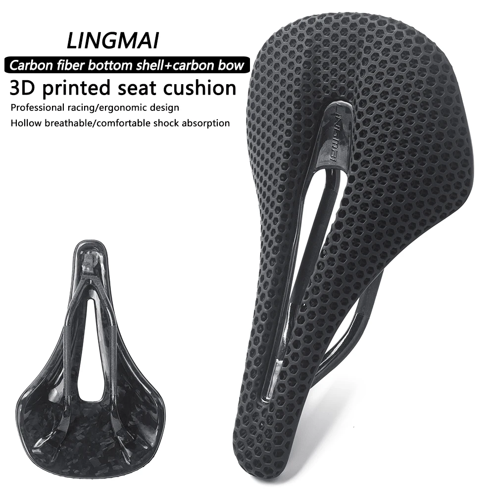 LINGMAI Ultra Full Carbon 3D Printed Bike Saddle 145mm 7*9 High Modulus Carbon Fiber Base MTB Mountain Cycling Seat Parts
LINGMAI Ultra Full Carbon 3D Printed Bike Saddle 145mm 7*9 High Modulus Carbon Fiber Base MTB Mountain Cycling Seat Parts