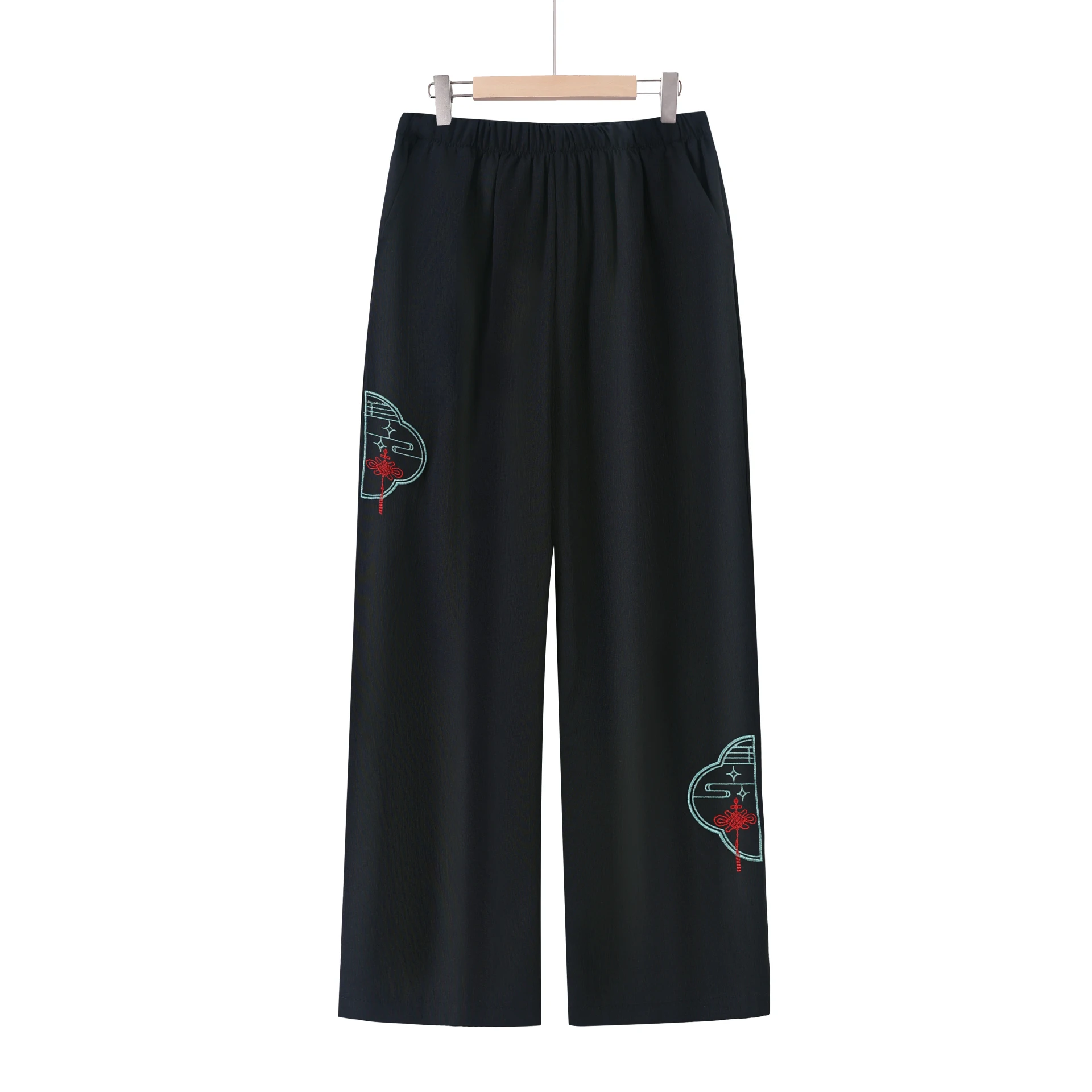Loose Straight Leg Pants Elastic Waisand Thin Embroidered Mom Clothes ly Women's Faion Nine Points Trousers
Loose Straight Leg Pants Elastic Waisand Thin Embroidered Mom Clothes ly Women's Faion Nine Points Trousers
