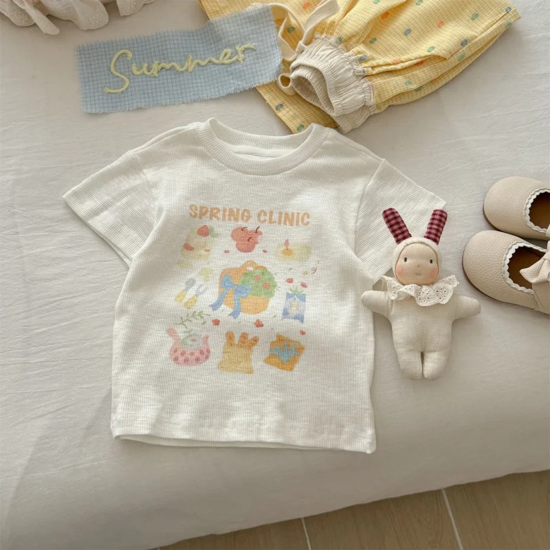 Girls' Summer Outfit Set New Cartoon Print Short SleeveTGirls' Baby Wide-Leg Pants Two-Piece Set 
Girls' Summer Outfit Set New Cartoon Print Short SleeveTGirls' Baby Wide-Leg Pants Two-Piece Set