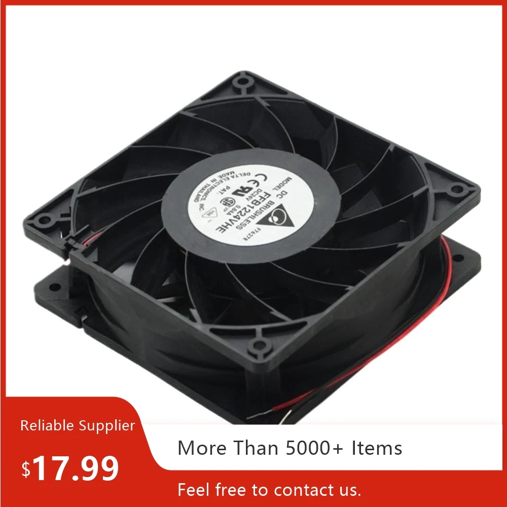 12cm Fan for Delta FFB1224VHE 120mm 24V 0.84A Axial Cooling Fan, 151.8 CFM, for Frequency Converters & Industrial Equipment
12cm Fan for Delta FFB1224VHE 120mm 24V 0.84A Axial Cooling Fan, 151.8 CFM, for Frequency Converters & Industrial Equipment