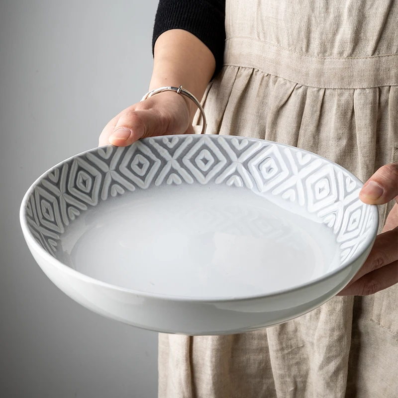 Nordic Relief Large Plate 9-inch Large Dish Household Ceramic Salad Plate Large Dish Bowl Chinese New Year Cutlery
Nordic Relief Large Plate 9-inch Large Dish Household Ceramic Salad Plate Large Dish Bowl Chinese New Year Cutlery