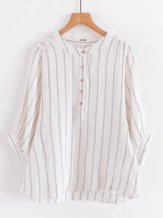 Свободная хлопковая рубашка с рукавами «летучая мышь» в корейском стиле, художественный полосатый топ для женщин больших размеров, для повседневной носки, летняя рубашка
Свободная хлопковая рубашка с рукавами «летучая мышь» в корейском стиле, художественный полосатый топ для женщин больших размеров, для повседневной носки, летняя рубашка