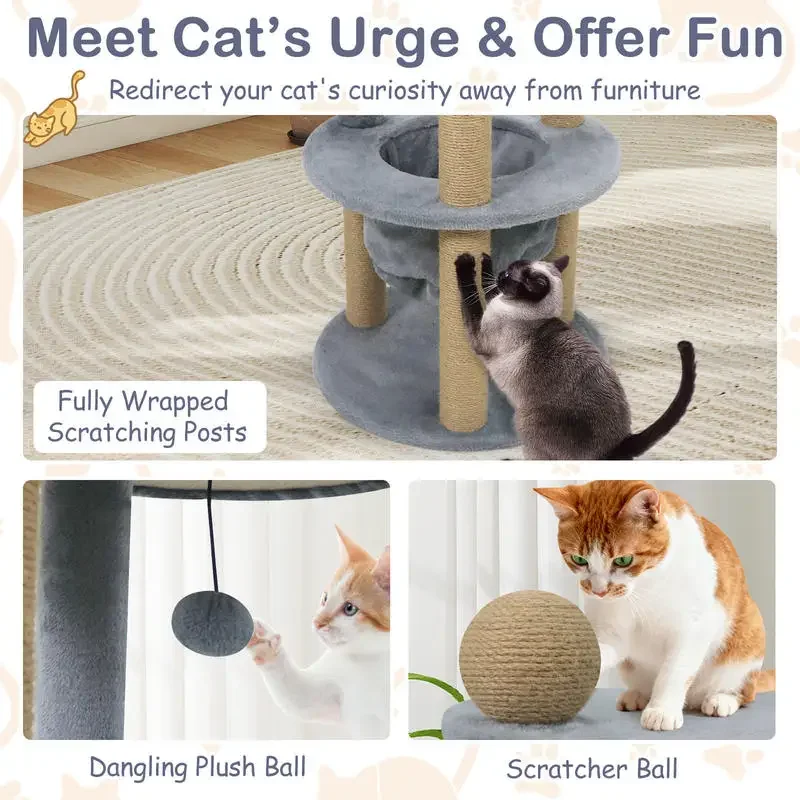 47 Inches Tall Cat Tower with Cat Nest and Scratching Posts-Gray
47 Inches Tall Cat Tower with Cat Nest and Scratching Posts-Gray