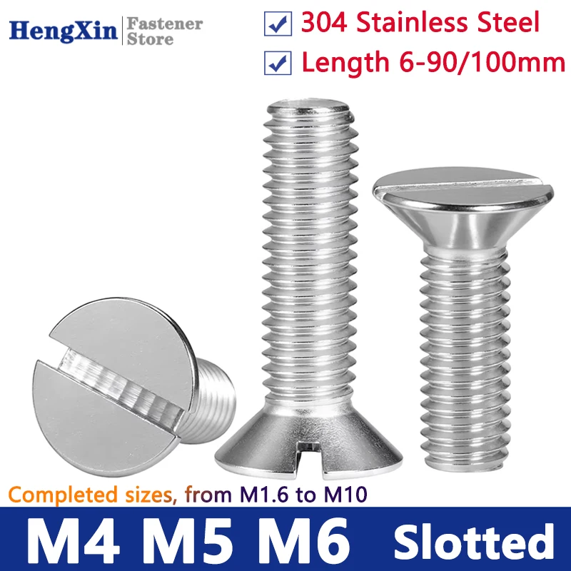5-50pcs M4 M5 M6 304 Stainless Steel Slotted Flat Countersunk Head Screw Bolt GB68 Length 6-65/70/75/80/90/100mm Metric Threaded
5-50pcs M4 M5 M6 304 Stainless Steel Slotted Flat Countersunk Head Screw Bolt GB68 Length 6-65/70/75/80/90/100mm Metric Threaded