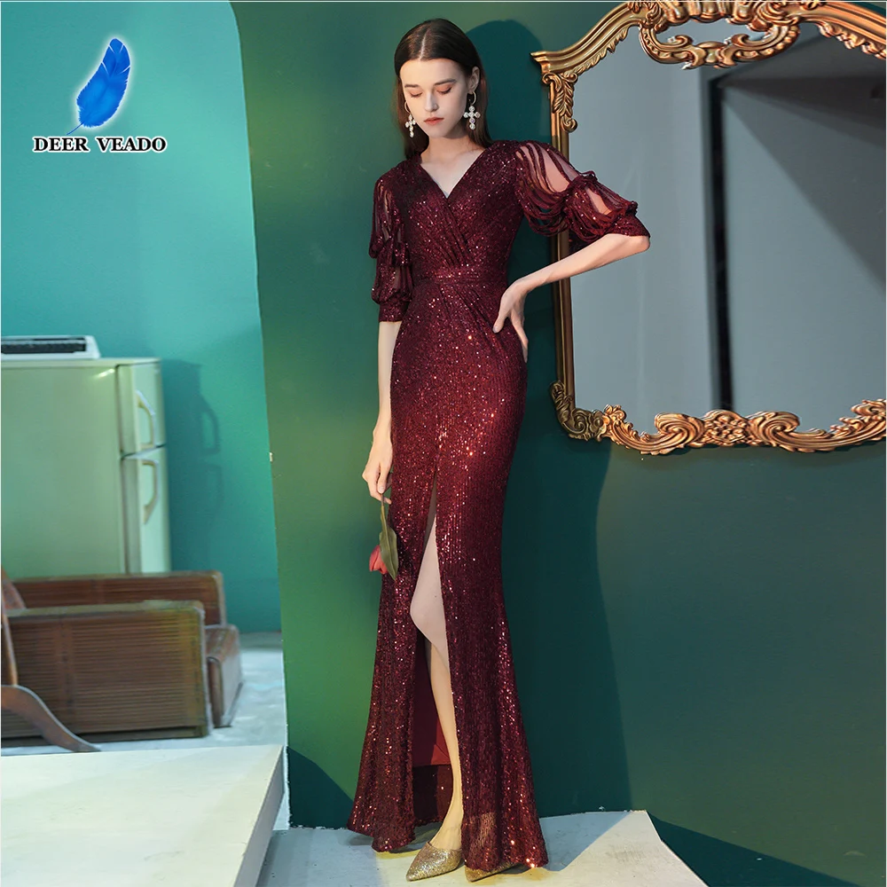 DEERVEADO High Slit Evening Dresses for Woman Elegant Mermaid Sequined Formal Party Maxi Dress Half Sleeves Evening Gowns
DEERVEADO High Slit Evening Dresses for Woman Elegant Mermaid Sequined Formal Party Maxi Dress Half Sleeves Evening Gowns