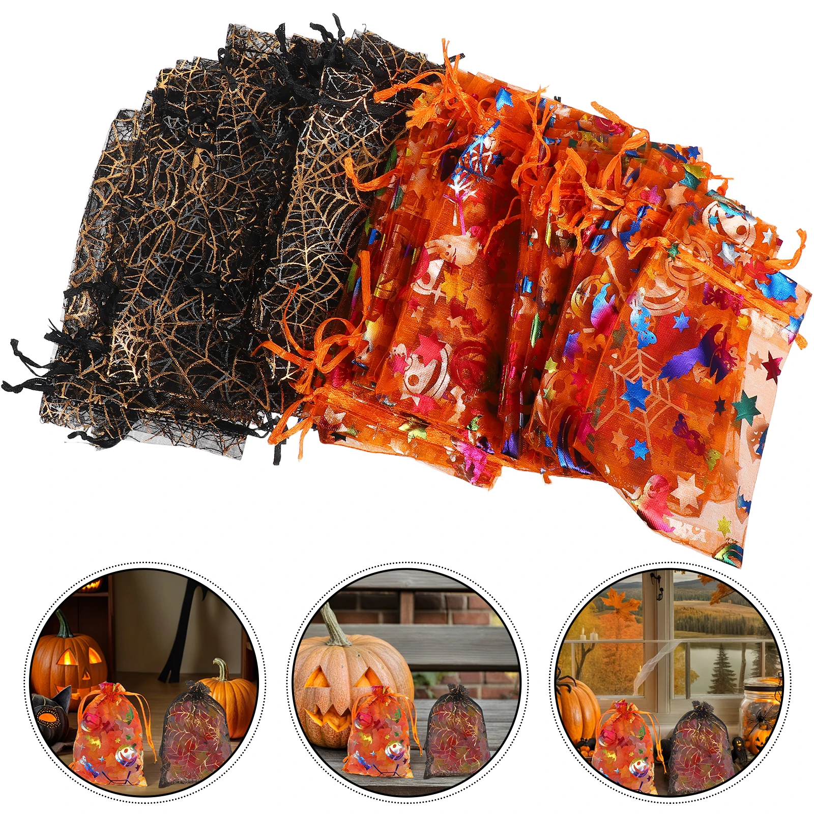 60pcs Halloween Present Spider Pumpkin Mesh Drawstring Organza Candy Pouches Party Favor For Treats Snacks Transparent Mesh
60pcs Halloween Present Spider Pumpkin Mesh Drawstring Organza Candy Pouches Party Favor For Treats Snacks Transparent Mesh
