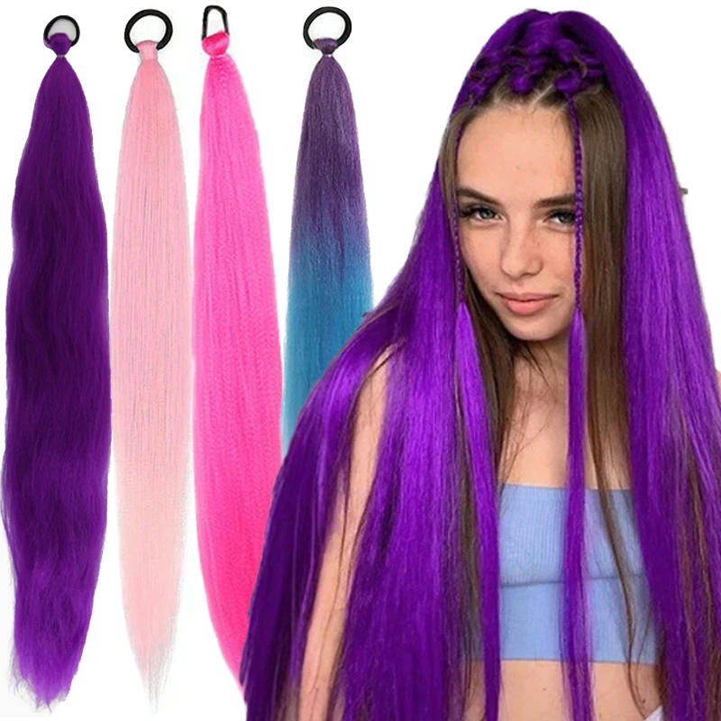 Long Straight Ponytail Extension Synthetic DIY Braiding Ponytail with Rubber Band Stage Party Costume Cosplay Hair Accessories
Long Straight Ponytail Extension Synthetic DIY Braiding Ponytail with Rubber Band Stage Party Costume Cosplay Hair Accessories