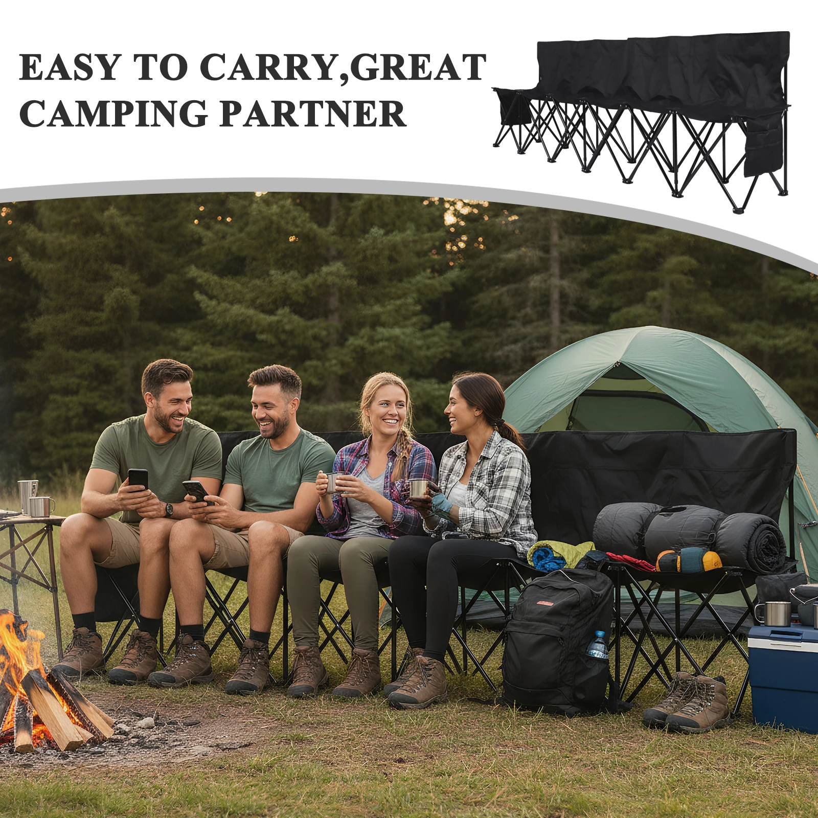 Portable Folding Bench 6 Seat Soccer Bench with Multiple Storage Pockets & Carrying Bag Lightweight Sideline Seating for Outdoor
Portable Folding Bench 6 Seat Soccer Bench with Multiple Storage Pockets & Carrying Bag Lightweight Sideline Seating for Outdoor