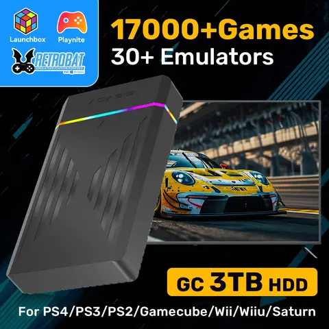 3TB Gaming HDD Playnite&Retrobat&Launchbox Retro Game Console with 17000+ Games for PS4/PS3/PS2/Wii/Wiiu/SS for WIN PC/Laptop