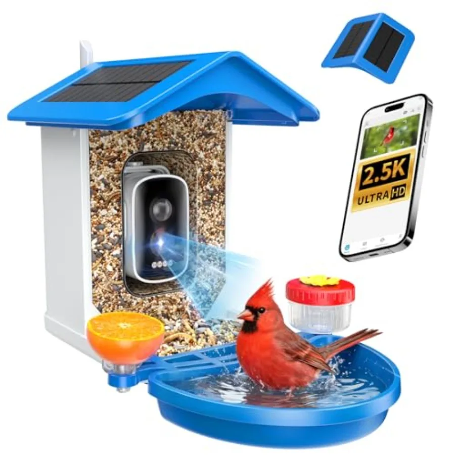 Smart Bird Feeder with Camera for Outdoor Use ABS Plastic Body Black 2.5K QHD AI Bird Identification IP65 Waterproof 5W Solar P
Smart Bird Feeder with Camera for Outdoor Use ABS Plastic Body Black 2.5K QHD AI Bird Identification IP65 Waterproof 5W Solar P