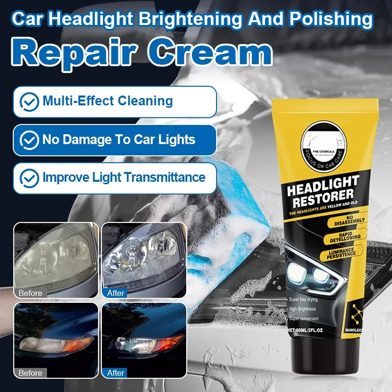 Headlight Restoration Paste Car Headlight Cleaner Polisher for Cloudy Lights Repair Auto Detailing Kit Vehicle Care Product
Headlight Restoration Paste Car Headlight Cleaner Polisher for Cloudy Lights Repair Auto Detailing Kit Vehicle Care Product
