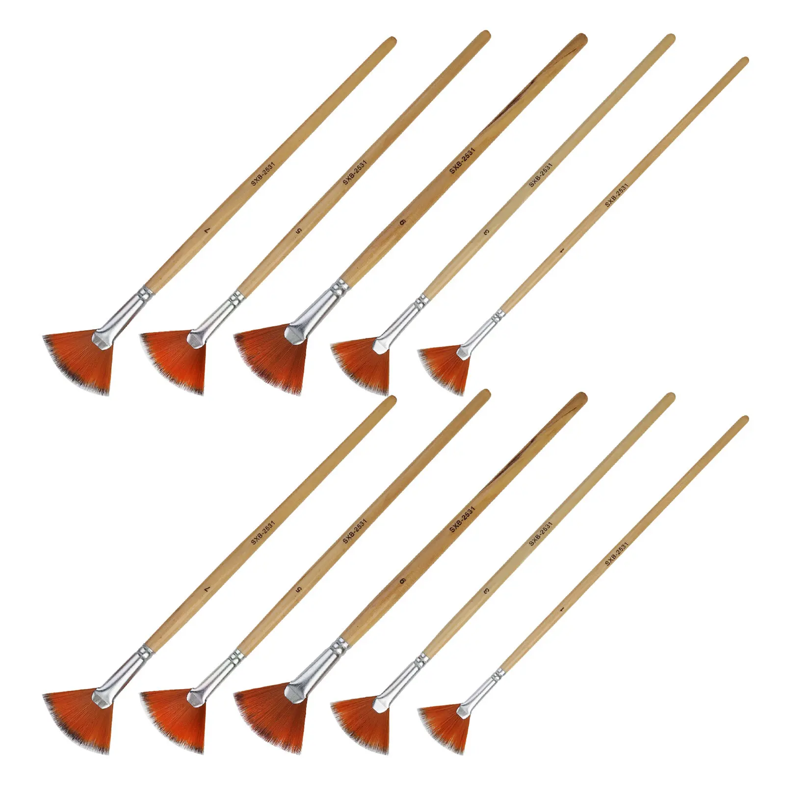 Набор из 10 кистей-вентиляторов с деревянными ручками для точного смешивания, прорисовки деталей и художественного творчества
Набор из 10 кистей-вентиляторов с деревянными ручками для точного смешивания, прорисовки деталей и художественного творчества