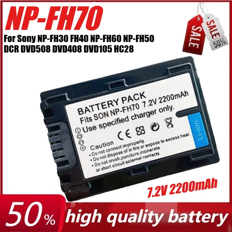 7.2V 2200mAh NP-FH70 Camera Battery for Sony NP-FH30 FH40 NP-FH60 NP-FH50 DCR DVD508 DVD408 DVD105 HC28 SR82 SR300 SR200
7.2V 2200mAh NP-FH70 Camera Battery for Sony NP-FH30 FH40 NP-FH60 NP-FH50 DCR DVD508 DVD408 DVD105 HC28 SR82 SR300 SR200