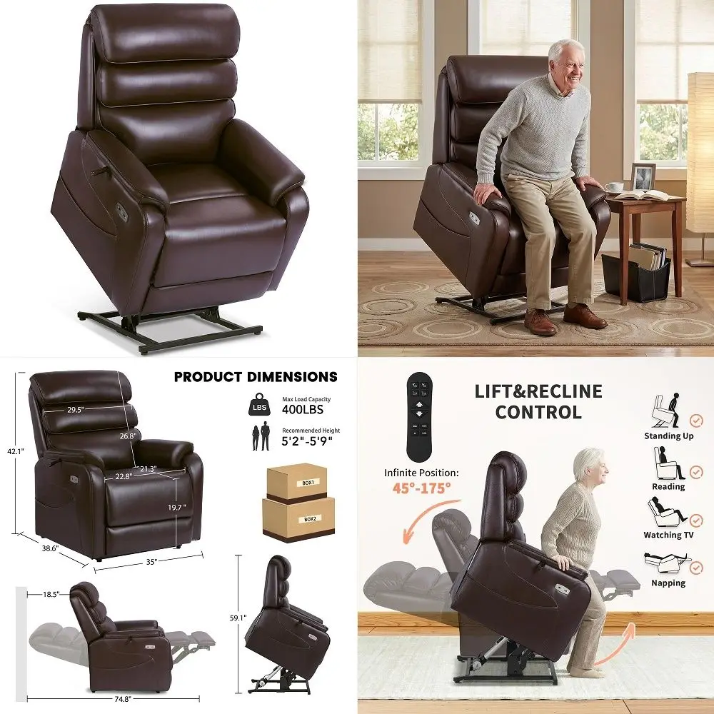 Power Lift Recliner Chair, 180 Lay Flat Recliner, Lift Chair with Massage and Heat, Standing Assistance, Infinite Position Recl
Power Lift Recliner Chair, 180 Lay Flat Recliner, Lift Chair with Massage and Heat, Standing Assistance, Infinite Position Recl