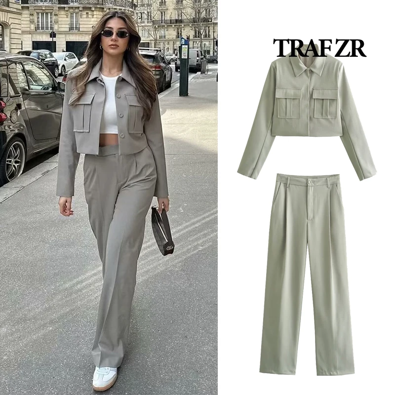 Брючный костюм TRAF ZR женский из двух предметов, элегантный модный костюм для отдыха, с широкими штанинами, в современном стиле, на лето
Брючный костюм TRAF ZR женский из двух предметов, элегантный модный костюм для отдыха, с широкими штанинами, в современном стиле, на лето
