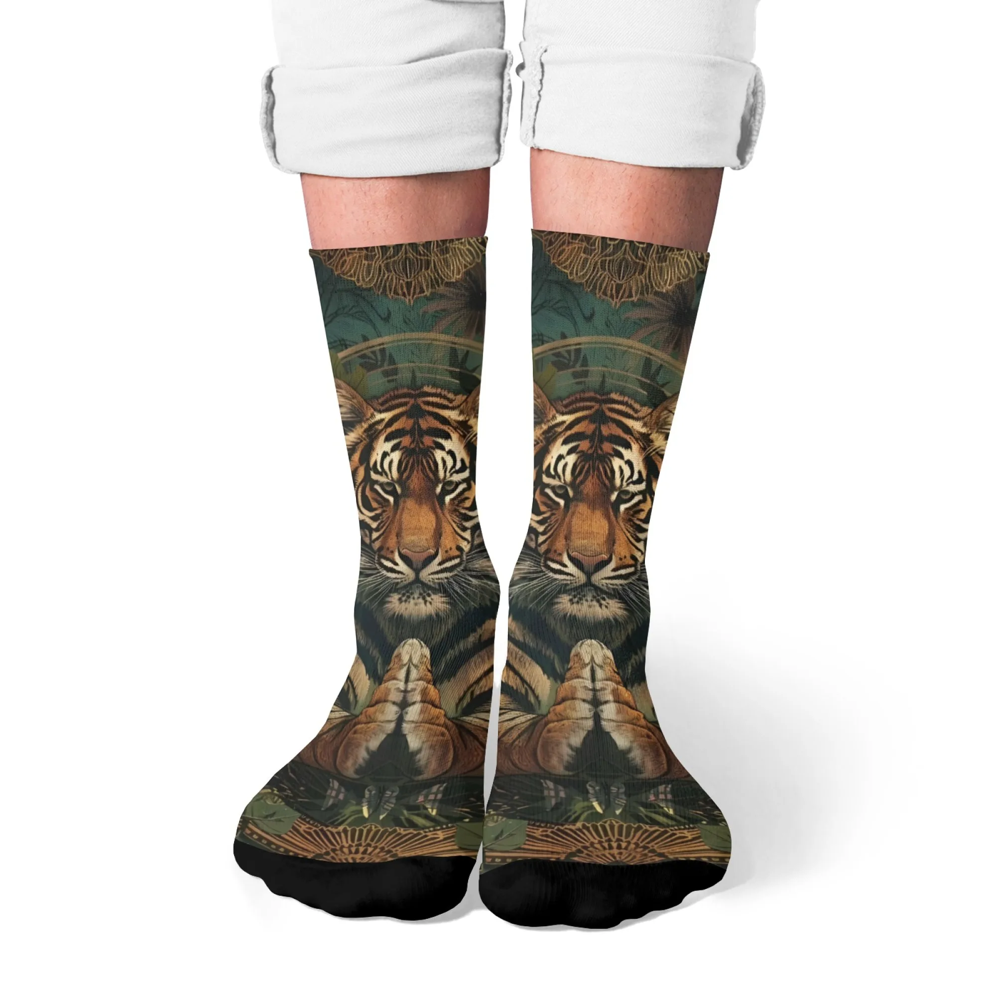 Praying Tiger Print Men Crew Socks Decorative Pattern for Wildlife Enthusiasts & Bold Street Fashion Aficionados Ideal Gift
Praying Tiger Print Men Crew Socks Decorative Pattern for Wildlife Enthusiasts & Bold Street Fashion Aficionados Ideal Gift