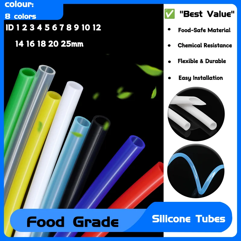 ID 1 2 3 4 5 6 7 8 9 10 12 14 16 18 20 25mm Food Grade Tubing Flexible Drink Pipe Water Hose 1meter Colorful Silicone Tube
ID 1 2 3 4 5 6 7 8 9 10 12 14 16 18 20 25mm Food Grade Tubing Flexible Drink Pipe Water Hose 1meter Colorful Silicone Tube