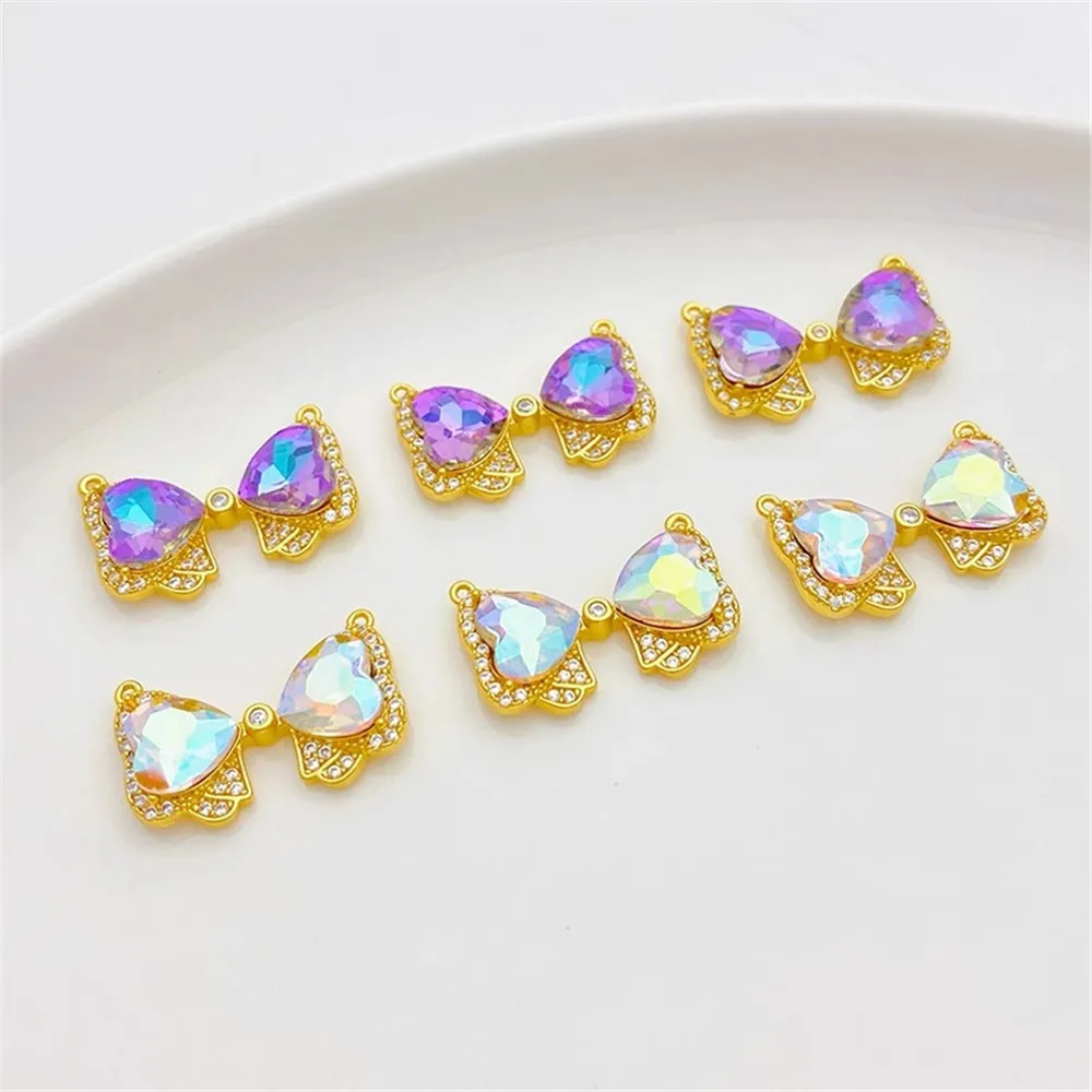18K Gold-plated Colored Zircon Crystal Love Bow Double Charm Pendant DIY Jewelry Beads for Necklace Bracelet Craft Accessories
18K Gold-plated Colored Zircon Crystal Love Bow Double Charm Pendant DIY Jewelry Beads for Necklace Bracelet Craft Accessories