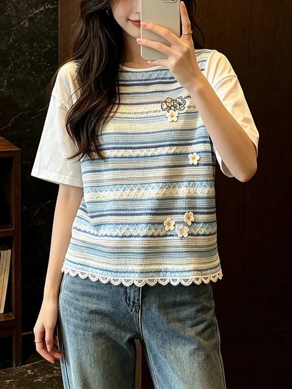 plus Size Summer 2026 New Style Embroidered Slimming Vest T-Shirt Top Shoulder Length Belly Covering Knitted Outerwear for pl...
plus Size Summer 2026 New Style Embroidered Slimming Vest T-Shirt Top Shoulder Length Belly Covering Knitted Outerwear for pl...