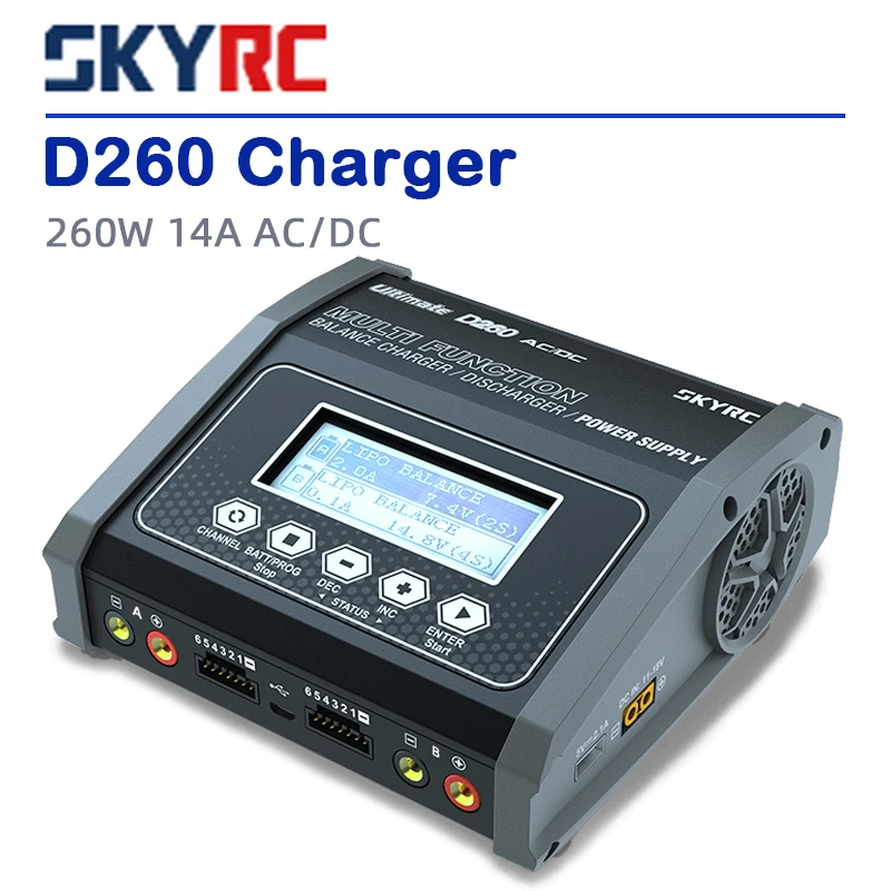 SKYRC D260 Lipo Battery Balance Charger Discharger Dual AC/DC 1-6S 260W for RC Racing Drone FPV Model Spare Part
SKYRC D260 Lipo Battery Balance Charger Discharger Dual AC/DC 1-6S 260W for RC Racing Drone FPV Model Spare Part