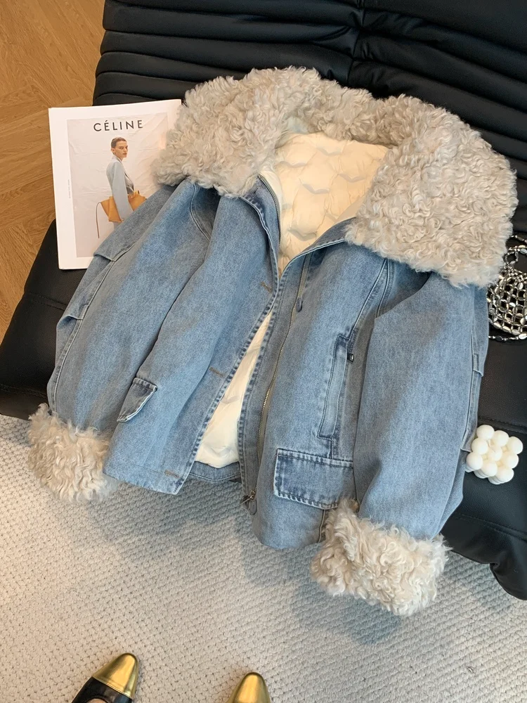 Winter Thiened Denim Collar Women's Jaet High End Design Sensation Warm Outerwear Faionable French Sle Ladies Coat
Winter Thiened Denim Collar Women's Jaet High End Design Sensation Warm Outerwear Faionable French Sle Ladies Coat