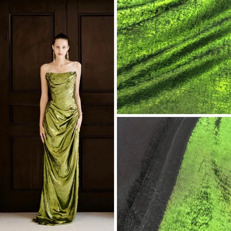 Metallic Green Shiny Velvet Fabric Luxury Gold Glitter Textured Material for Evening Party Prom Dresses DIY Designer Cloth
Metallic Green Shiny Velvet Fabric Luxury Gold Glitter Textured Material for Evening Party Prom Dresses DIY Designer Cloth