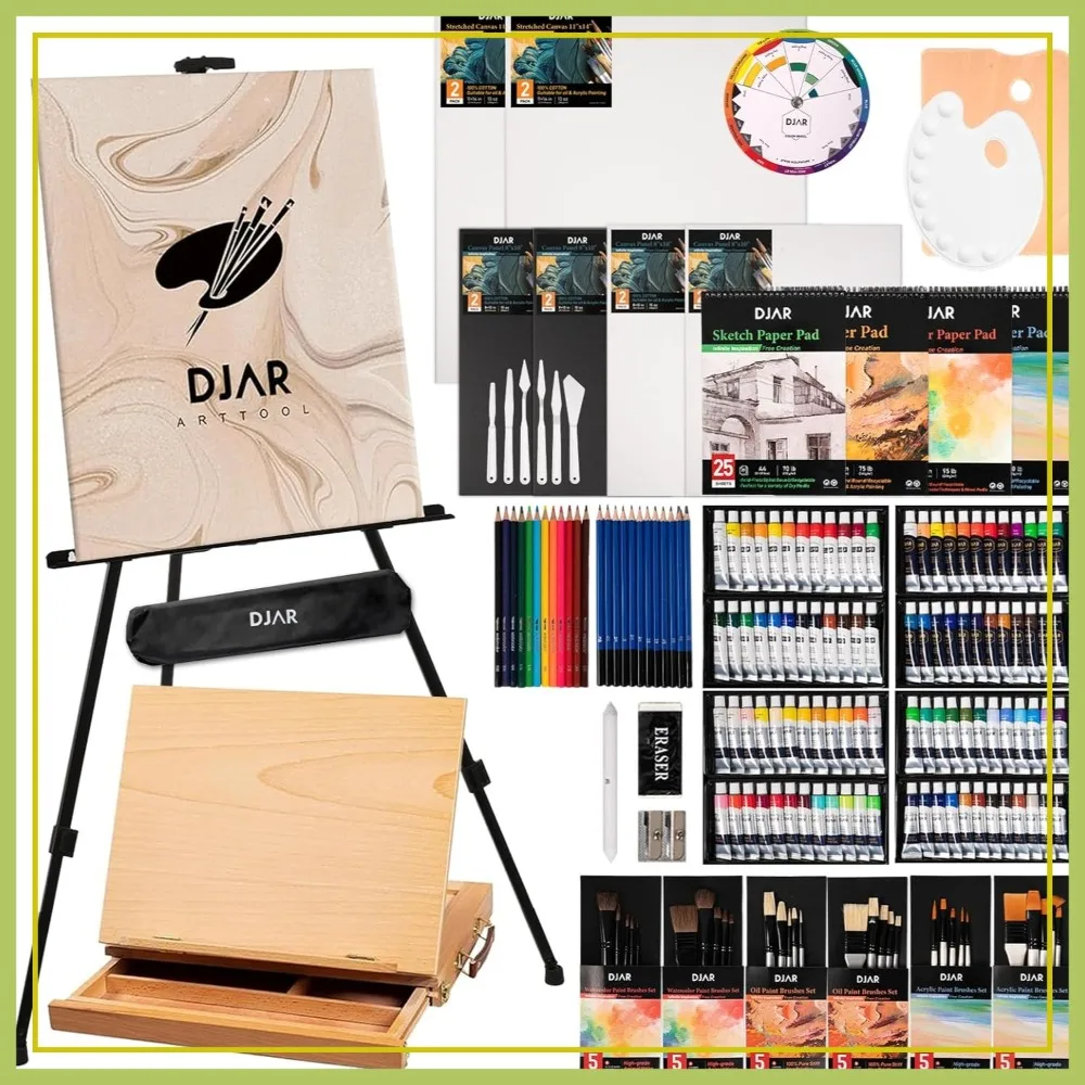 174 Pcs Art Painting Kit with Beechwood Easel, Acrylic Watercolor Oil Paint Set, Complete Art Supplies for Adults Beginners
174 Pcs Art Painting Kit with Beechwood Easel, Acrylic Watercolor Oil Paint Set, Complete Art Supplies for Adults Beginners