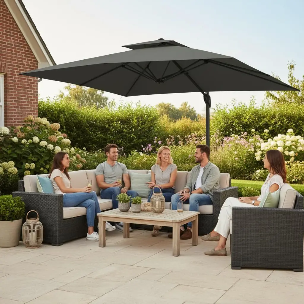 9' x 12' Rectangular Cantilever Patio Umbrella with Hydraulic Lift & 360° Rotation – Heavy Duty Windproof Offset, Customized
9' x 12' Rectangular Cantilever Patio Umbrella with Hydraulic Lift & 360° Rotation – Heavy Duty Windproof Offset, Customized