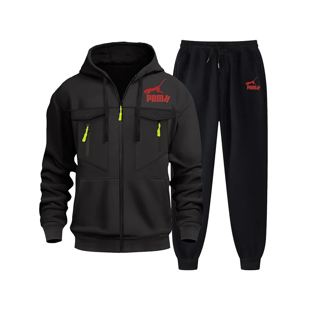 Autumn and winter men's sportswear, jogging, leisure, fitness, outdoor, two fashionable jackets with zippers and running pants
Autumn and winter men's sportswear, jogging, leisure, fitness, outdoor, two fashionable jackets with zippers and running pants
