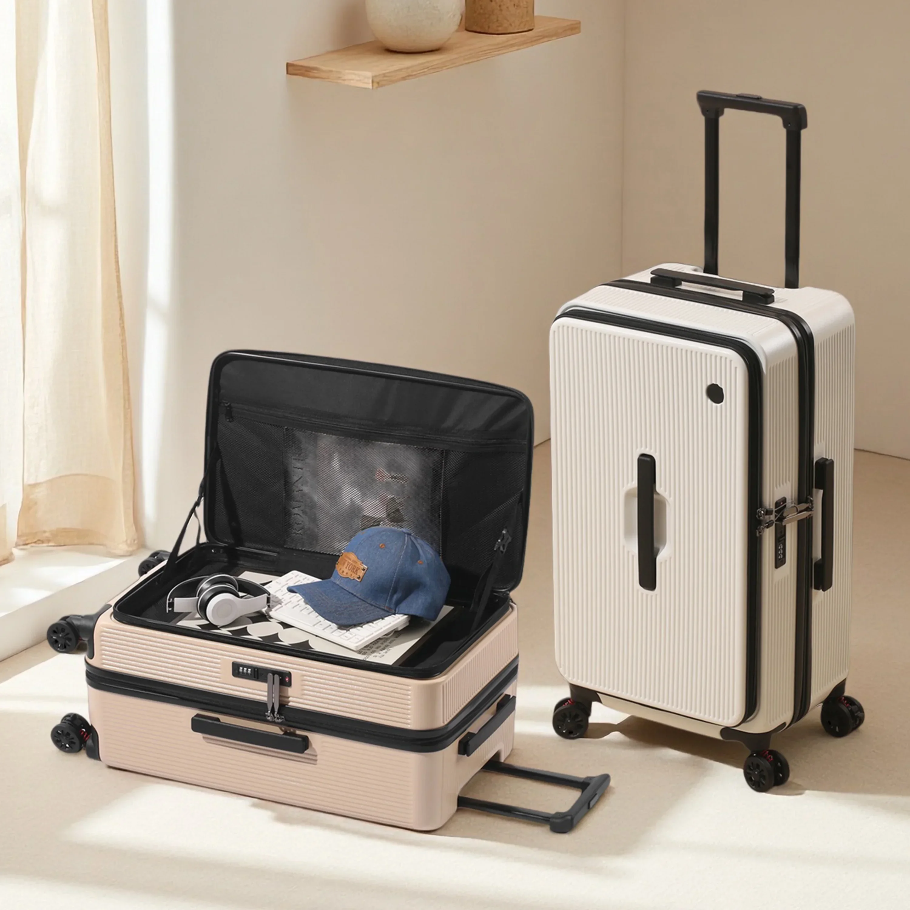 Double-Opening 3-Fold Luggage 5-Wheel Shock-Absorbing Brake Suitcase with TSA Lock Hard Shell PC Travel Trolley Case 20/25/29 "
Double-Opening 3-Fold Luggage 5-Wheel Shock-Absorbing Brake Suitcase with TSA Lock Hard Shell PC Travel Trolley Case 20/25/29 "