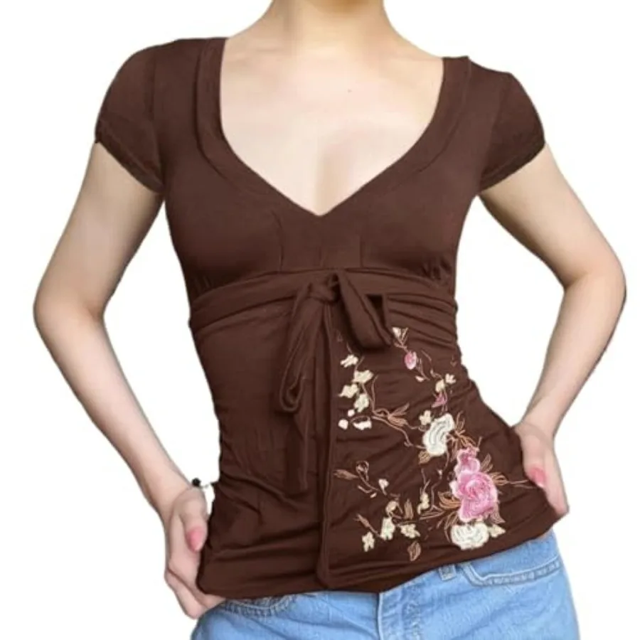 Fairy Grunge Cottagecore Top 2000s Mcbling Graphic Teen Girls Clothes Y2k V Neck Floral Whimsy Twee Shirt Women
Fairy Grunge Cottagecore Top 2000s Mcbling Graphic Teen Girls Clothes Y2k V Neck Floral Whimsy Twee Shirt Women
