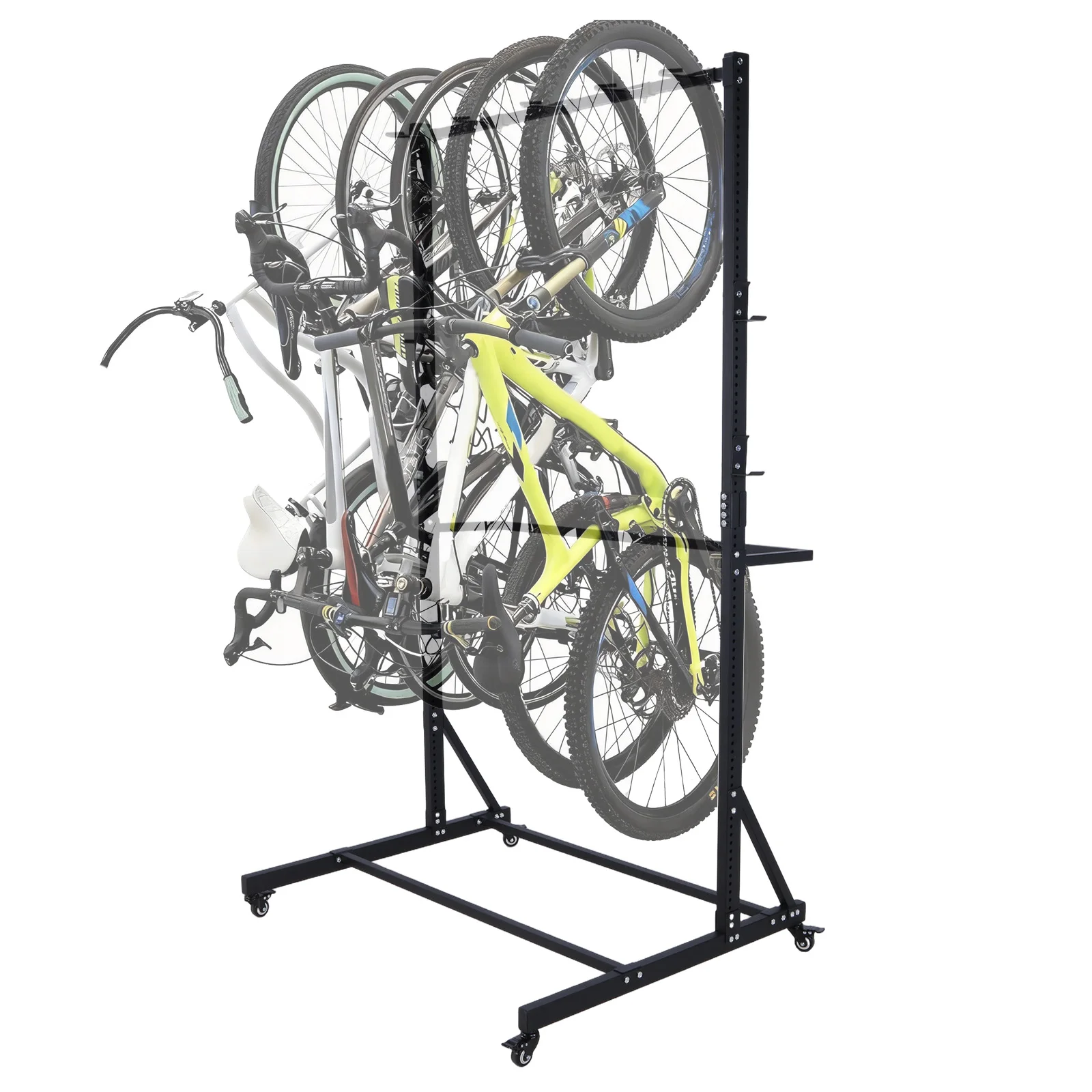 Напольная стойка для хранения велосипедов с блокирующимися колесами и 6 крючками, вмещает до 5 велосипедов, регулируемая по высоте, для гаража, подвала и дома
Напольная стойка для хранения велосипедов с блокирующимися колесами и 6 крючками, вмещает до 5 велосипедов, регулируемая по высоте, для гаража, подвала и дома