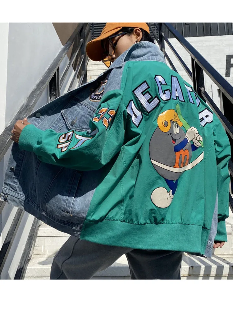 2022 Spring New Stitched Denim Letter Baseball Jacket Loose Fashion Trend Contrast Color Personality
2022 Spring New Stitched Denim Letter Baseball Jacket Loose Fashion Trend Contrast Color Personality