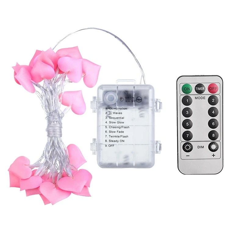 40 LED Valentine's Day Heart-Shaped String Light, 3D Pink Heart-Shaped Battery Powered 8-Mode String Lamp
40 LED Valentine's Day Heart-Shaped String Light, 3D Pink Heart-Shaped Battery Powered 8-Mode String Lamp