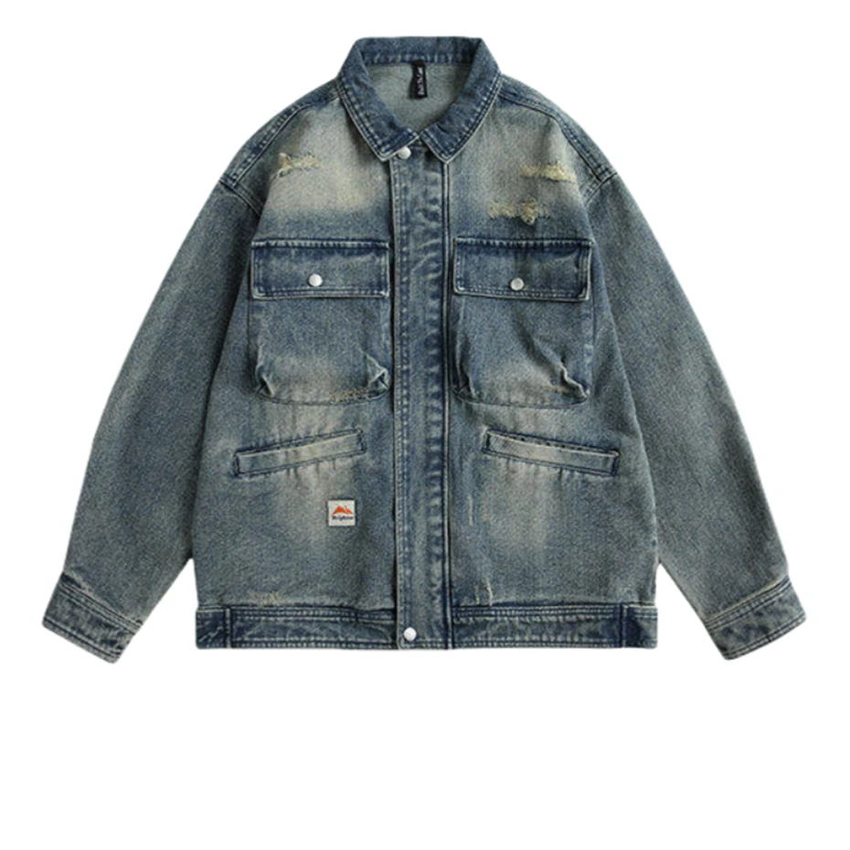 Vintage Ripped Hole Denim Jackets Mens Streetwear Punk Y2k Cargo Coats Harajuku Loose Casual Multiple Pockets Jeans Jackets Male
Vintage Ripped Hole Denim Jackets Mens Streetwear Punk Y2k Cargo Coats Harajuku Loose Casual Multiple Pockets Jeans Jackets Male