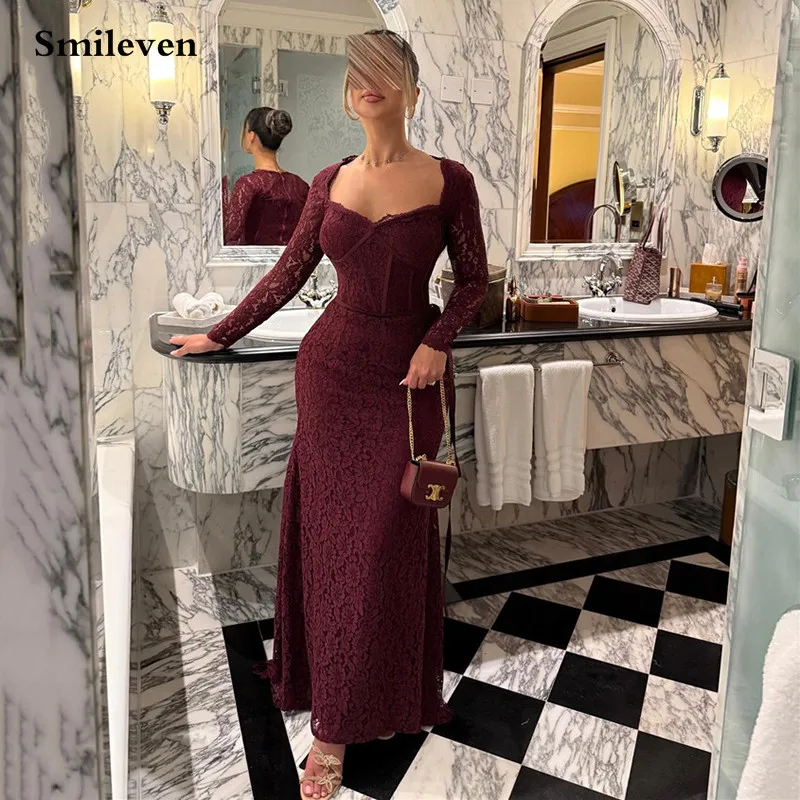Smileven Burgandy Lace Prom Dresses Long Sleeve Women Formal Evening Gowns Sleeveless Side Split Party Gowns Customized
Smileven Burgandy Lace Prom Dresses Long Sleeve Women Formal Evening Gowns Sleeveless Side Split Party Gowns Customized