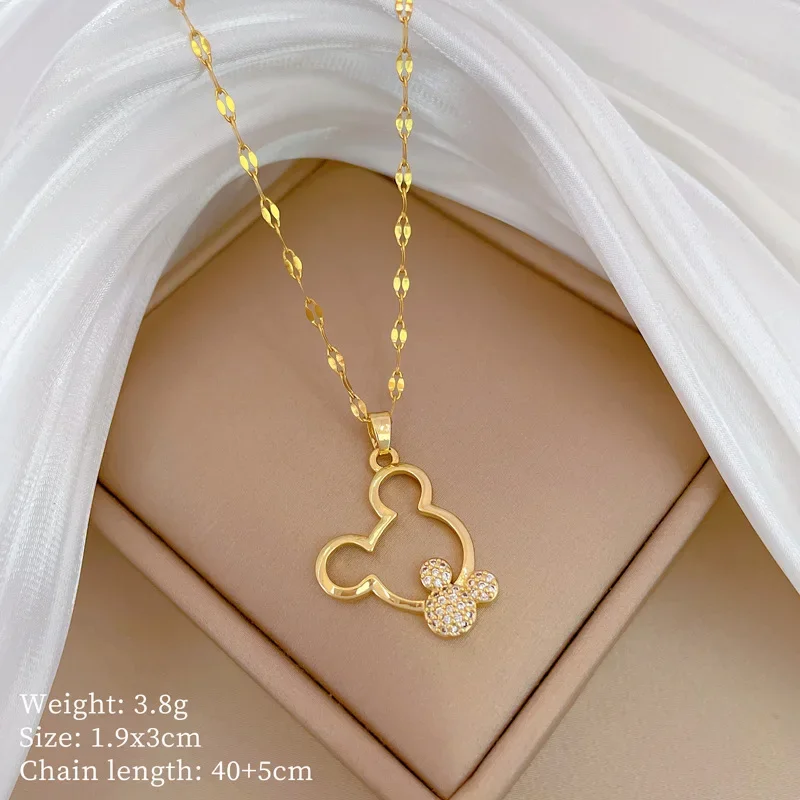 Cartoon Disney Mickey Mouse Necklace Stainless Steel Chain Zircon Pendant Necklace for Women Girls Jewelry Accessories Gifts
Cartoon Disney Mickey Mouse Necklace Stainless Steel Chain Zircon Pendant Necklace for Women Girls Jewelry Accessories Gifts