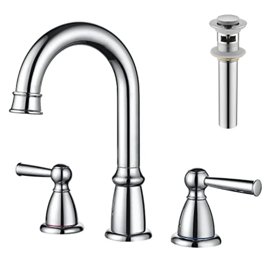 Widespread Bathroom Faucet 3 Hole Chrome 8 inch 2 Handle Faucet with Pop Up Drain 4 in Sink Faucets for Vanity Lavatory Basin R
Widespread Bathroom Faucet 3 Hole Chrome 8 inch 2 Handle Faucet with Pop Up Drain 4 in Sink Faucets for Vanity Lavatory Basin R