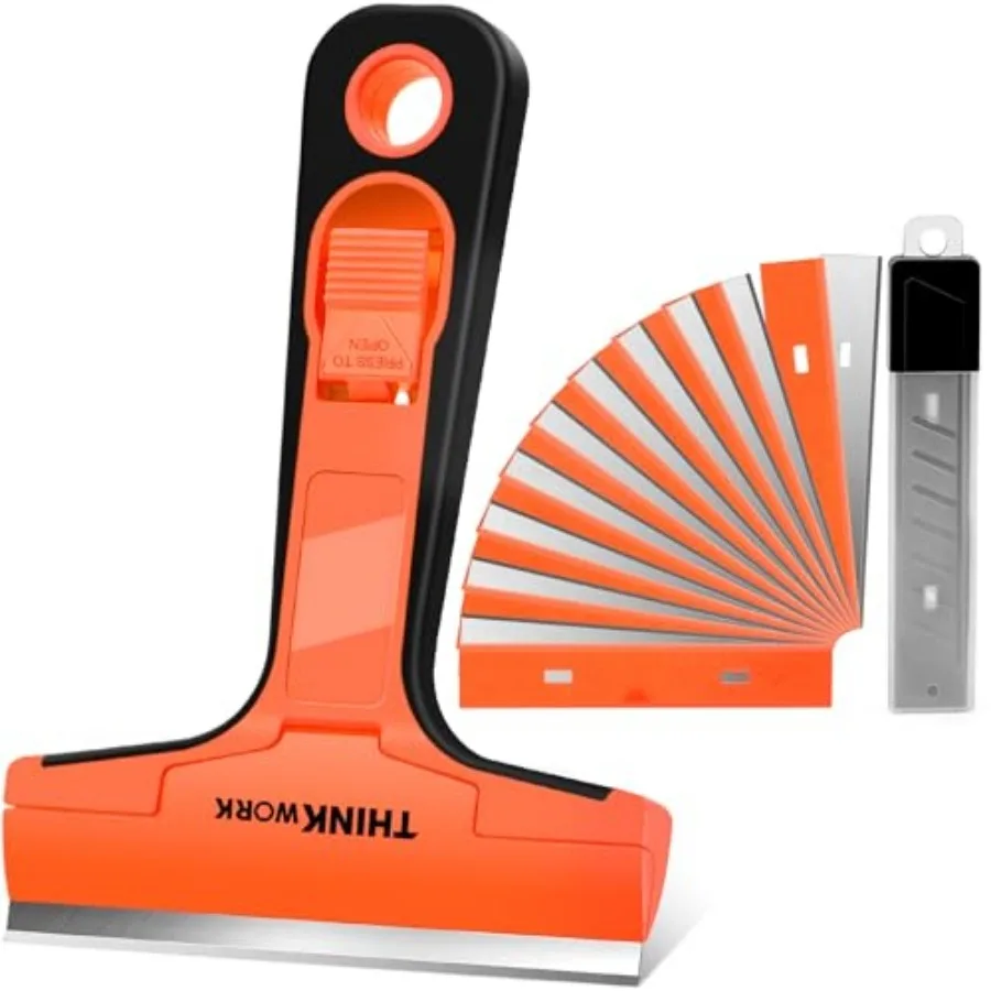 Razor Blade Scraper, 4" Razor Scraper with 20Pcs Metal and Plastic Razor Blades, Multi-Purpose Glass Window Scraper Tool for Cl
Razor Blade Scraper, 4" Razor Scraper with 20Pcs Metal and Plastic Razor Blades, Multi-Purpose Glass Window Scraper Tool for Cl