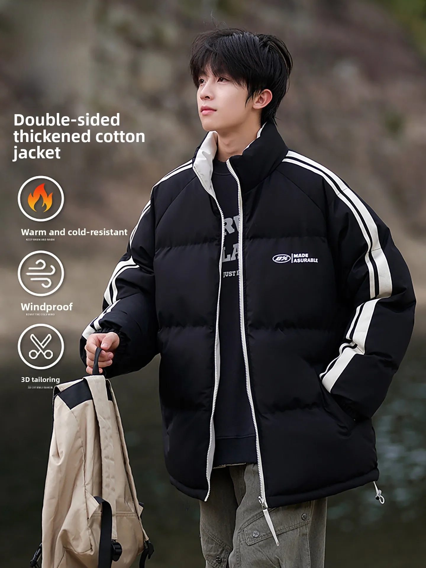 Nanilu Men's Double-Sided Wear Thickened Cotton Jacket Stand Collar Fashion Brand Windproof Cold-resistant Winter Clothes
Nanilu Men's Double-Sided Wear Thickened Cotton Jacket Stand Collar Fashion Brand Windproof Cold-resistant Winter Clothes