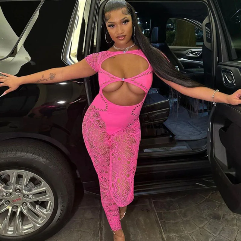 Sexy Knitted Hollow Out Nightclub Jumpsuits Women See-through Short Sleeve Skinny Bodycon Rompers One Pieces Birthday Outfits
Sexy Knitted Hollow Out Nightclub Jumpsuits Women See-through Short Sleeve Skinny Bodycon Rompers One Pieces Birthday Outfits