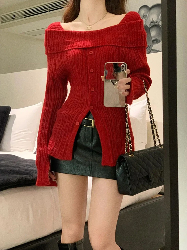 Women's Fashion New Style Off Shoulder Knitted Sweater Temperament Comfortable Cardigan Versatile Autumn and Winter Coat
Women's Fashion New Style Off Shoulder Knitted Sweater Temperament Comfortable Cardigan Versatile Autumn and Winter Coat
