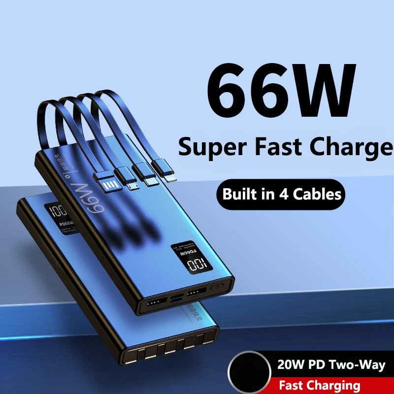 30000mAh Power Bank Built in Cable 66W Fast Charging Powerbank External Battery Pack for iPhone Huawei Xiaomi Samsung Poverbank
30000mAh Power Bank Built in Cable 66W Fast Charging Powerbank External Battery Pack for iPhone Huawei Xiaomi Samsung Poverbank